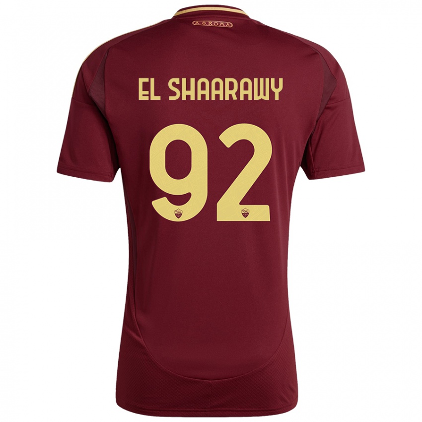 Kinderen Stephan El Shaarawy #92 Rood Bruin Goud Thuisshirt Thuistenue 2024/25 T-Shirt