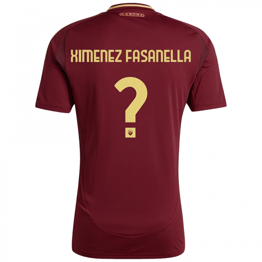 Kinderen Rafael Ximenez Fasanella #0 Rood Bruin Goud Thuisshirt Thuistenue 2024/25 T-Shirt