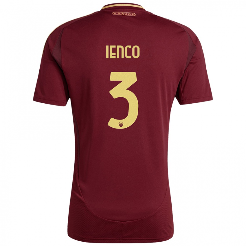 Kinderen Simone Ienco #3 Rood Bruin Goud Thuisshirt Thuistenue 2024/25 T-Shirt