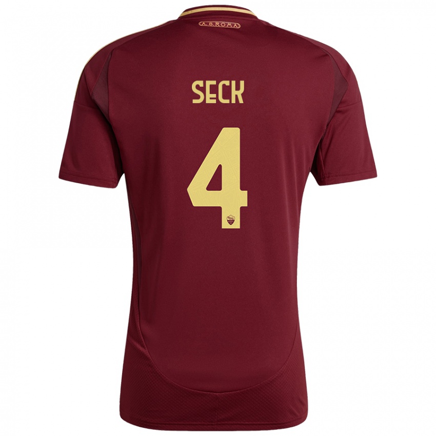 Kinderen Mohamed Seck #4 Rood Bruin Goud Thuisshirt Thuistenue 2024/25 T-Shirt