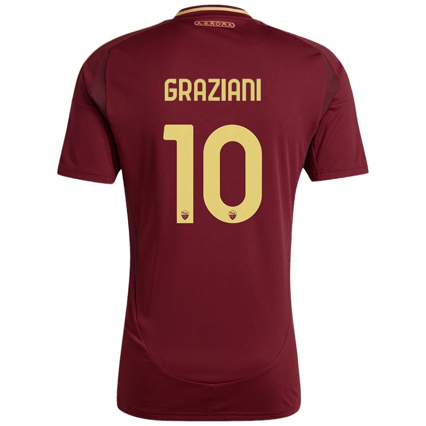 Kinderen Leonardo Graziani #10 Rood Bruin Goud Thuisshirt Thuistenue 2024/25 T-Shirt