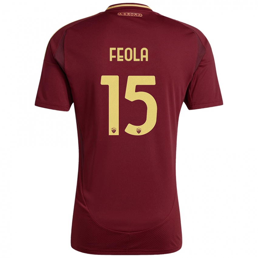 Kinderen William Feola #15 Rood Bruin Goud Thuisshirt Thuistenue 2024/25 T-Shirt