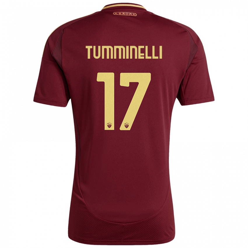 Kinderen Gianmarco Tumminelli #17 Rood Bruin Goud Thuisshirt Thuistenue 2024/25 T-Shirt