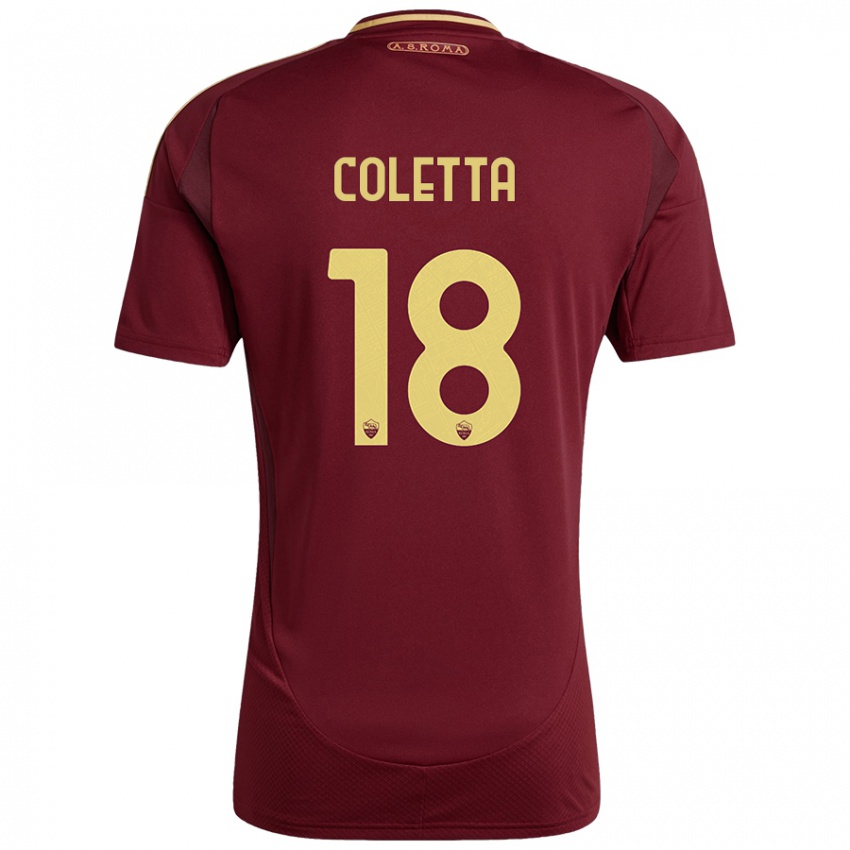 Kinderen Federico Coletta #18 Rood Bruin Goud Thuisshirt Thuistenue 2024/25 T-Shirt