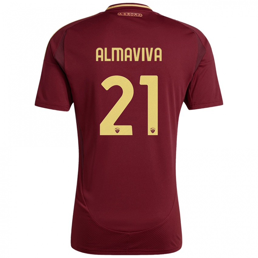 Kinderen Mattia Almaviva #21 Rood Bruin Goud Thuisshirt Thuistenue 2024/25 T-Shirt