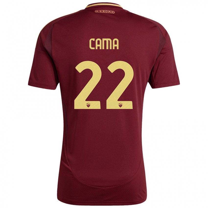 Kinderen Cristian Cama #22 Rood Bruin Goud Thuisshirt Thuistenue 2024/25 T-Shirt