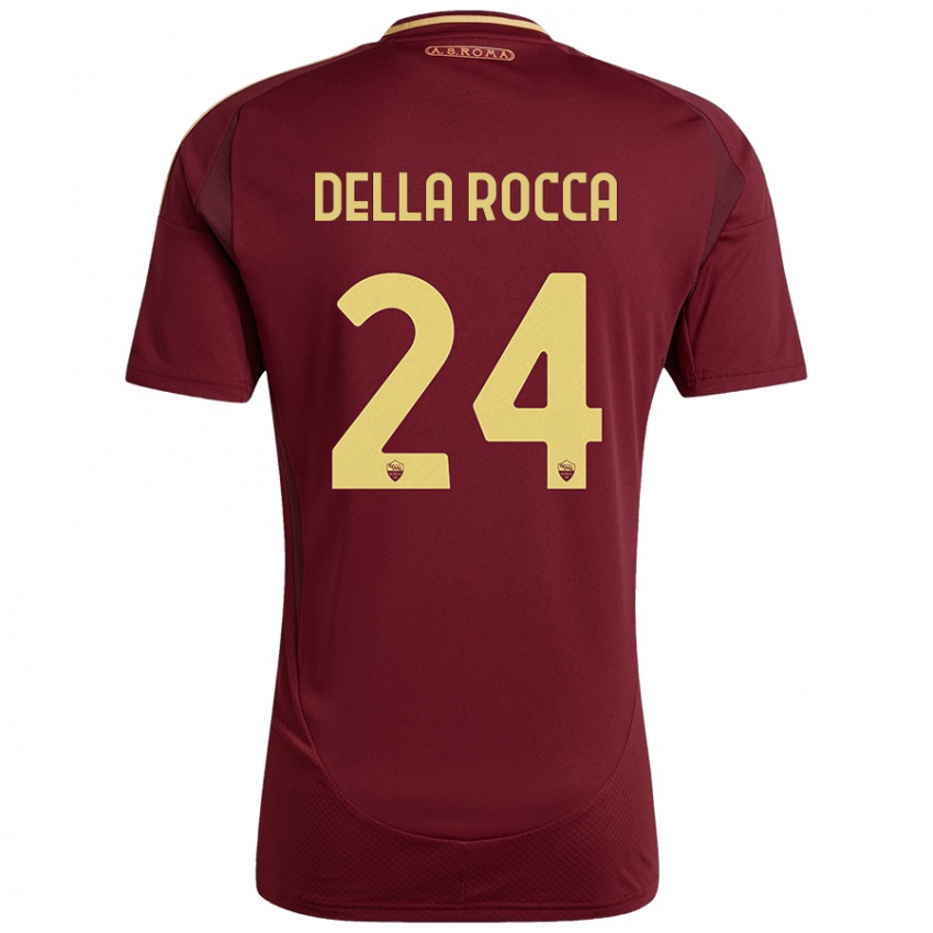 Kinderen Mattia Della Rocca #24 Rood Bruin Goud Thuisshirt Thuistenue 2024/25 T-Shirt