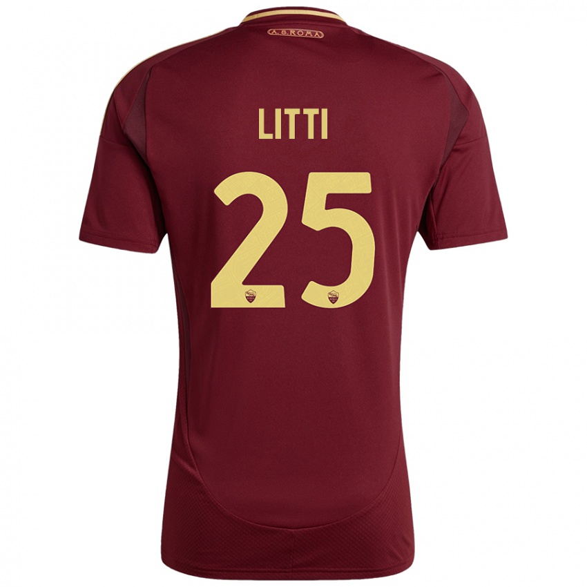 Kinderen Marco Litti #25 Rood Bruin Goud Thuisshirt Thuistenue 2024/25 T-Shirt