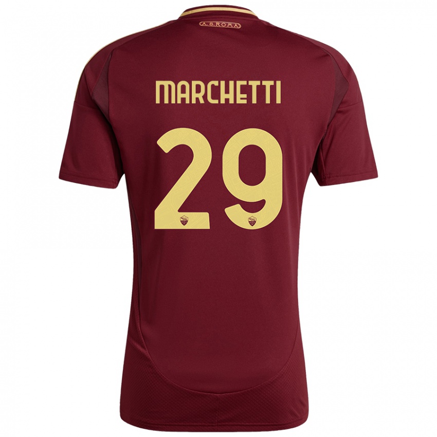 Kinderen Tommaso Marchetti #29 Rood Bruin Goud Thuisshirt Thuistenue 2024/25 T-Shirt