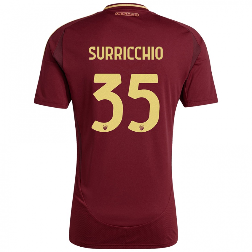 Kinderen Jacopo Surricchio #35 Rood Bruin Goud Thuisshirt Thuistenue 2024/25 T-Shirt