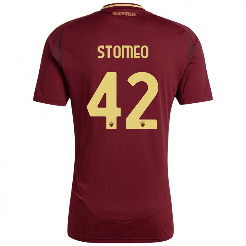 Kinderen Giorgio Stomeo #42 Rood Bruin Goud Thuisshirt Thuistenue 2024/25 T-Shirt