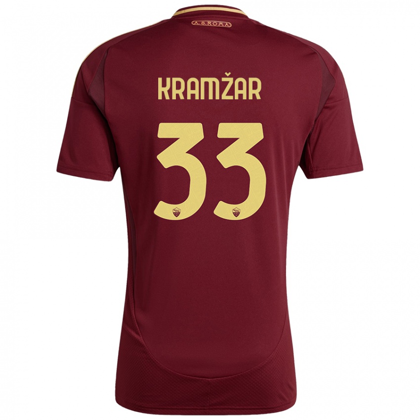 Kinderen Zara Kramžar #33 Rood Bruin Goud Thuisshirt Thuistenue 2024/25 T-Shirt