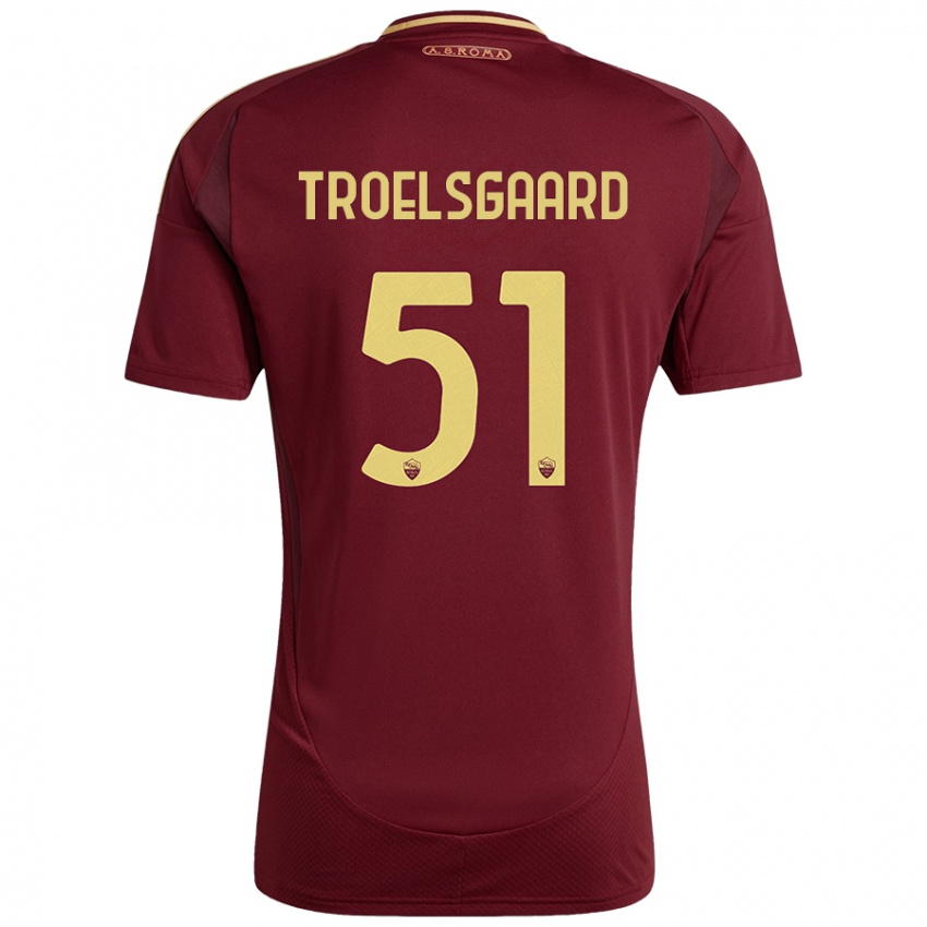 Kinderen Sanne Troelsgaard #51 Rood Bruin Goud Thuisshirt Thuistenue 2024/25 T-Shirt