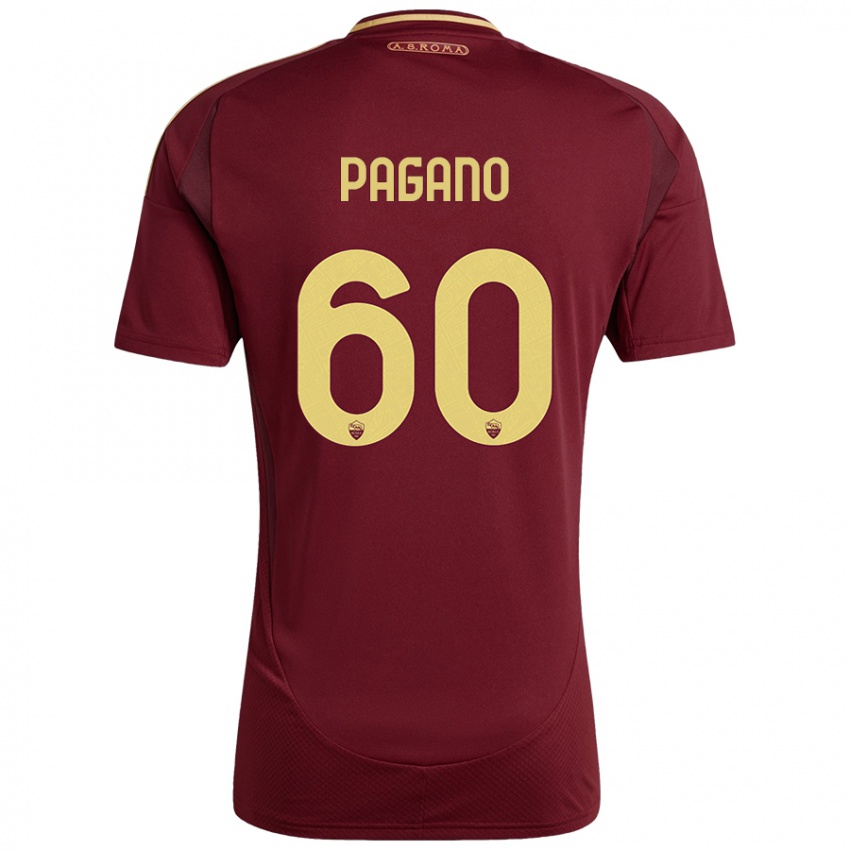 Kinderen Riccardo Pagano #60 Rood Bruin Goud Thuisshirt Thuistenue 2024/25 T-Shirt