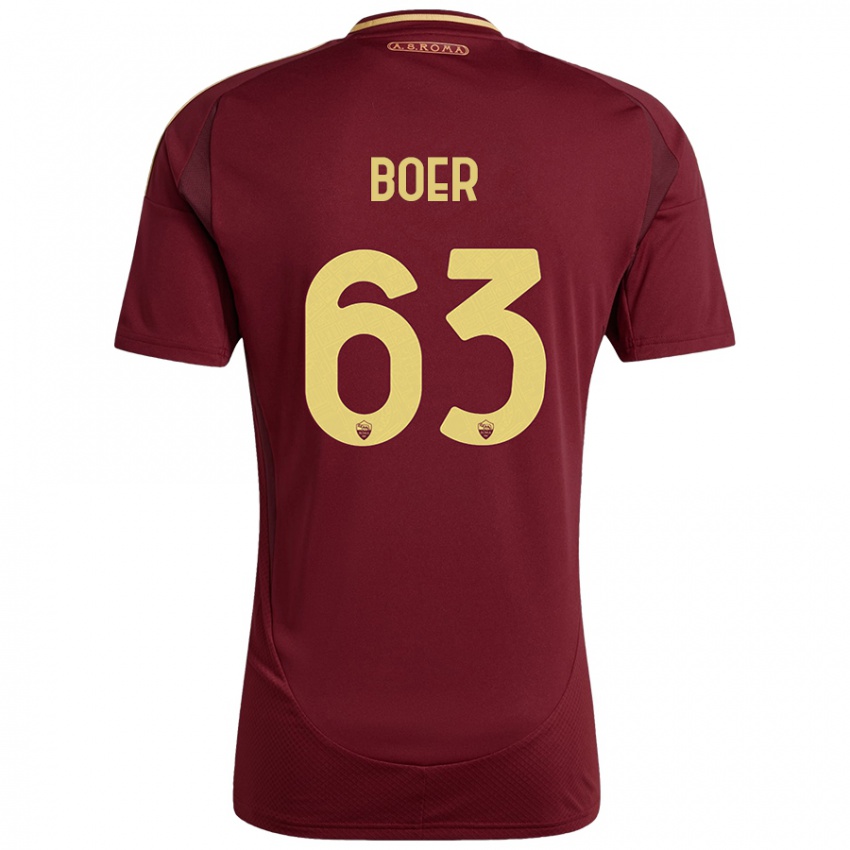 Kinderen Pietro Boer #63 Rood Bruin Goud Thuisshirt Thuistenue 2024/25 T-Shirt