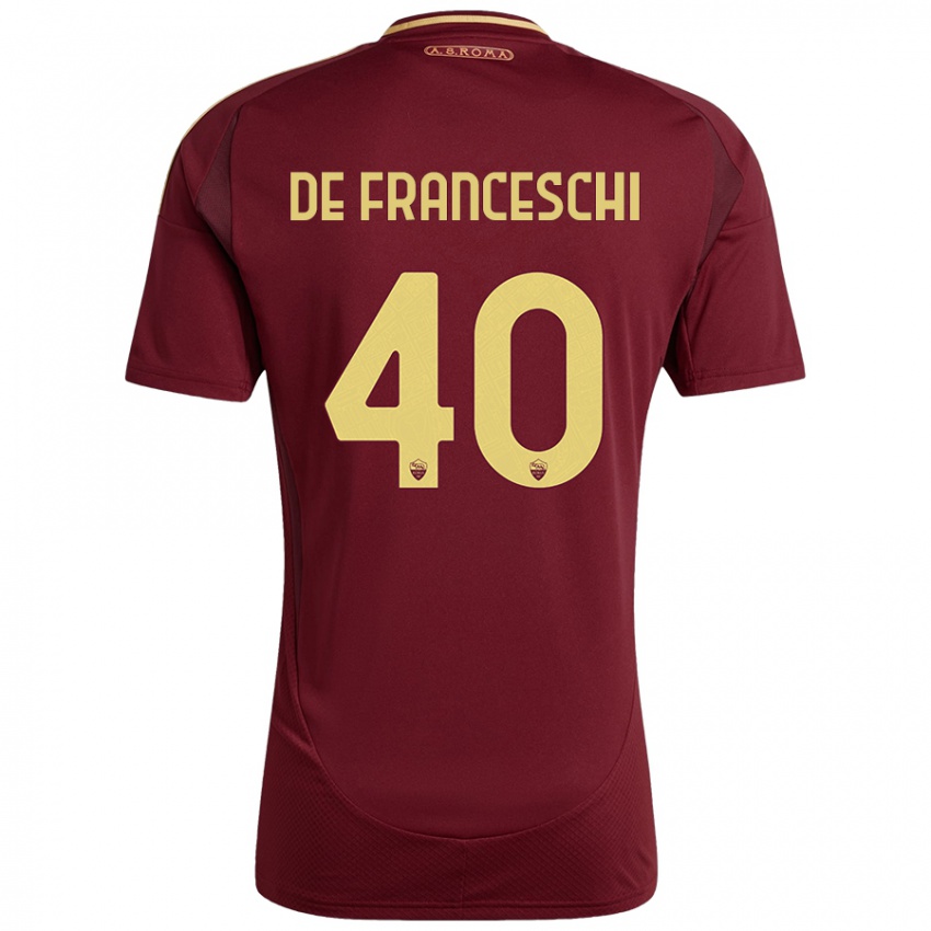 Kinderen Leonardo De Franceschi #40 Rood Bruin Goud Thuisshirt Thuistenue 2024/25 T-Shirt