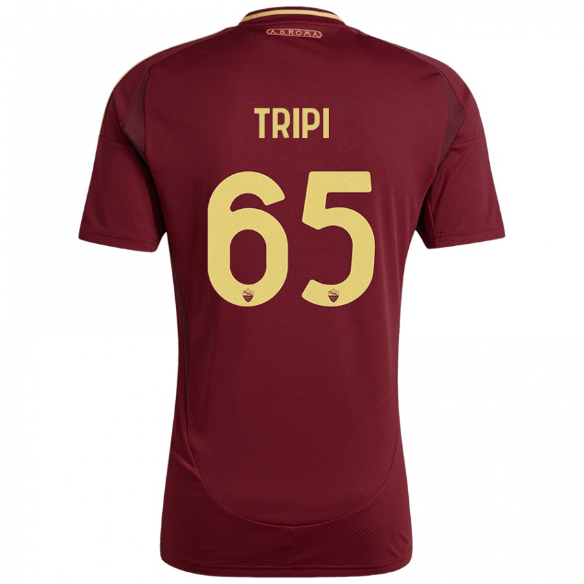 Kinderen Filippo Tripi #65 Rood Bruin Goud Thuisshirt Thuistenue 2024/25 T-Shirt