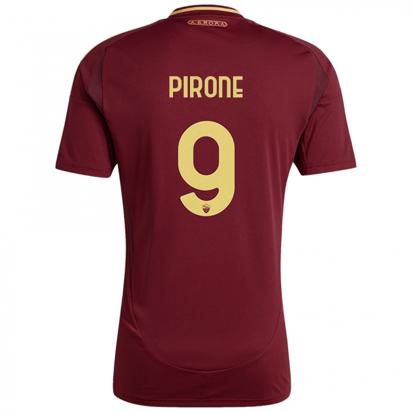 Kinderen Valeria Pirone #9 Rood Bruin Goud Thuisshirt Thuistenue 2024/25 T-Shirt