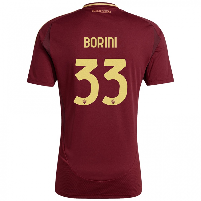 Kinderen Joyce Borini #33 Rood Bruin Goud Thuisshirt Thuistenue 2024/25 T-Shirt