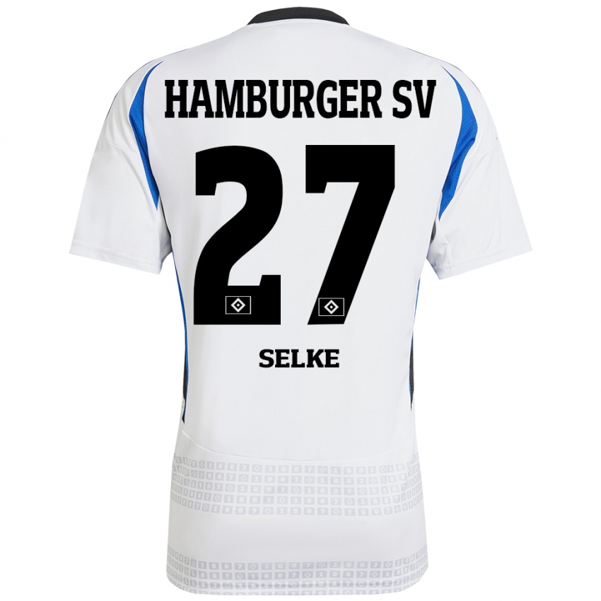 Kinderen Davie Selke #27 Wit Blauw Thuisshirt Thuistenue 2024/25 T-Shirt