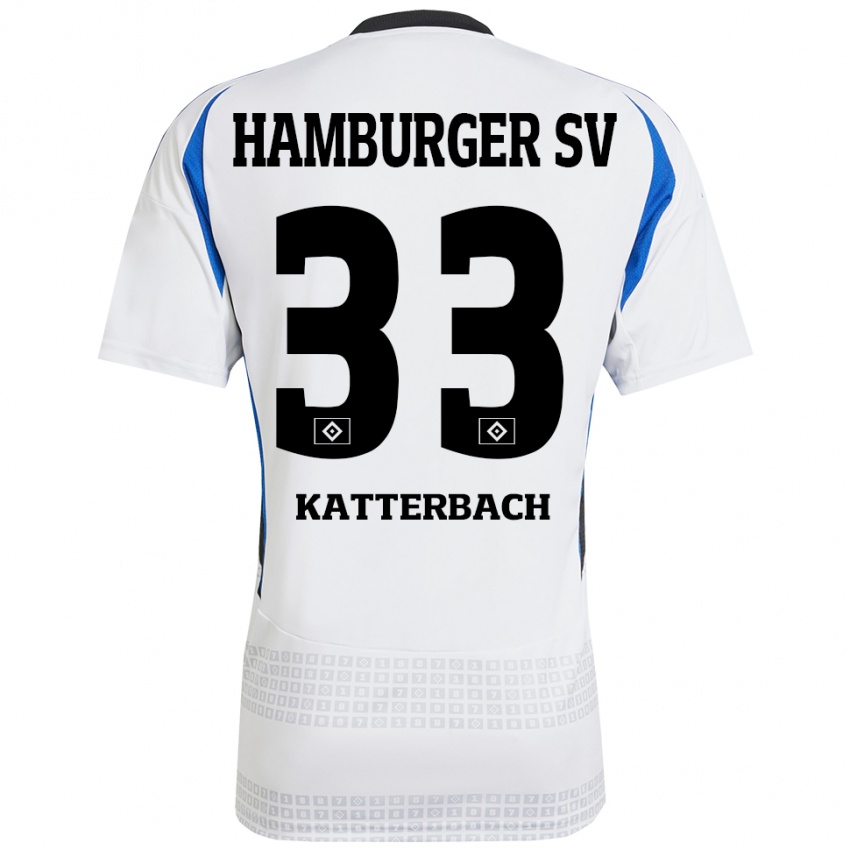 Kinderen Noah Katterbach #33 Wit Blauw Thuisshirt Thuistenue 2024/25 T-Shirt