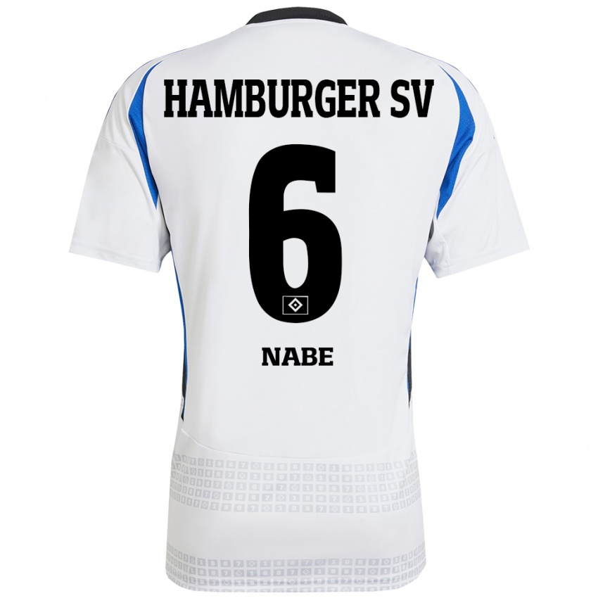 Kinderen Jamal Nabe #6 Wit Blauw Thuisshirt Thuistenue 2024/25 T-Shirt