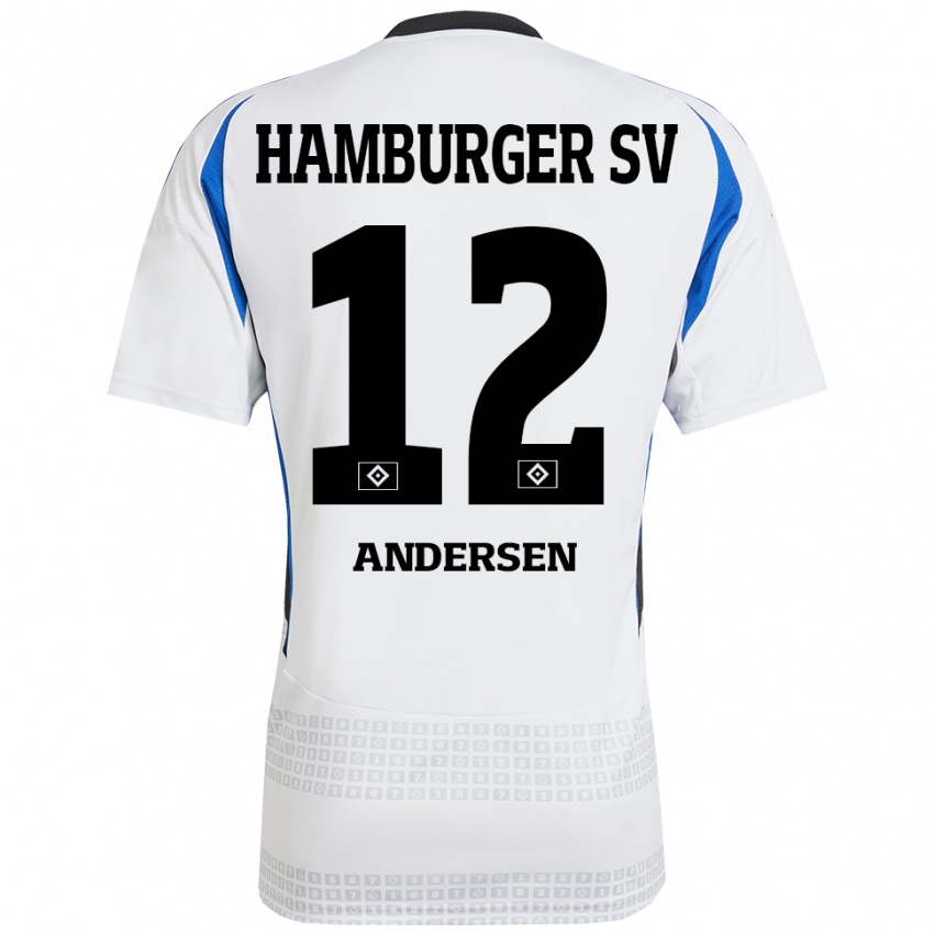 Kinderen Patrick Andersen #12 Wit Blauw Thuisshirt Thuistenue 2024/25 T-Shirt