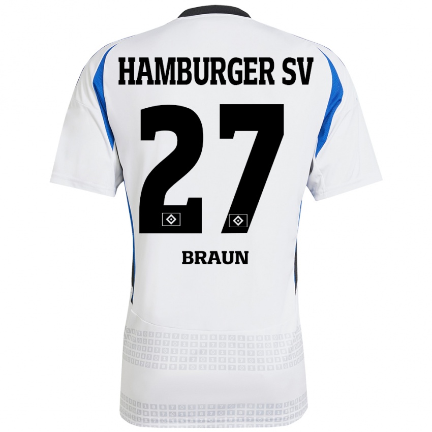 Kinderen Elias Braun #27 Wit Blauw Thuisshirt Thuistenue 2024/25 T-Shirt