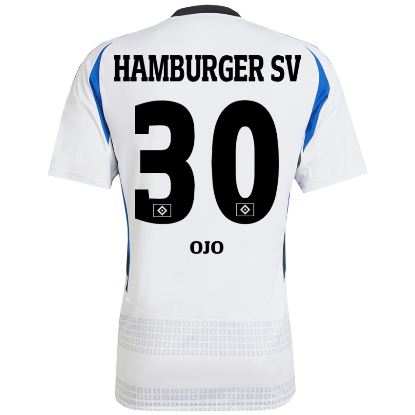 Kinderen Kelvin Ojo #30 Wit Blauw Thuisshirt Thuistenue 2024/25 T-Shirt