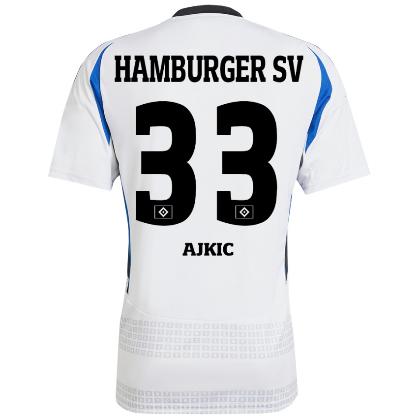 Kinderen Selim Ajkic #33 Wit Blauw Thuisshirt Thuistenue 2024/25 T-Shirt