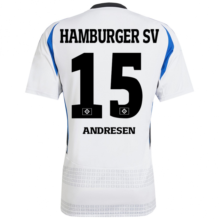 Kinderen Bent Andresen #15 Wit Blauw Thuisshirt Thuistenue 2024/25 T-Shirt