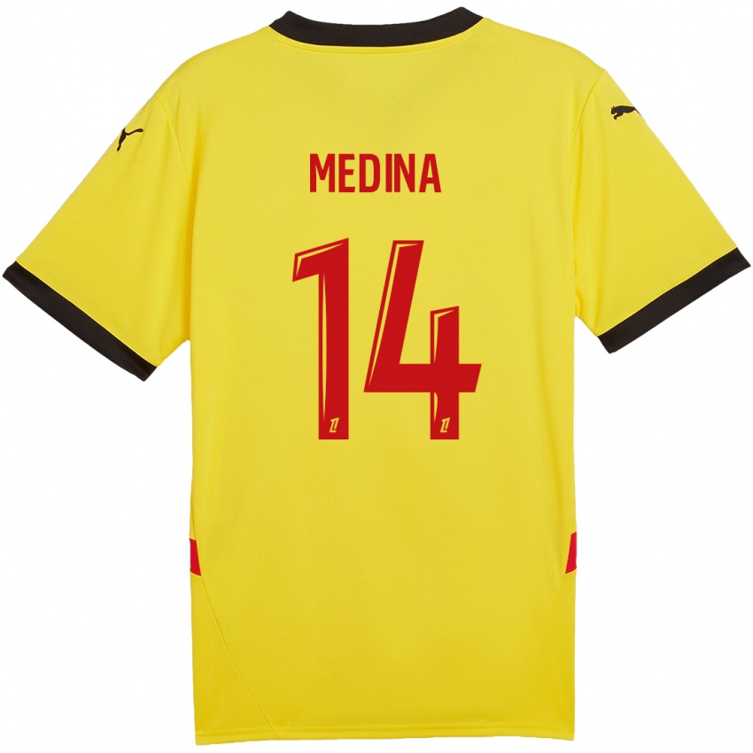 Kinderen Facundo Medina #14 Geel Rood Thuisshirt Thuistenue 2024/25 T-Shirt