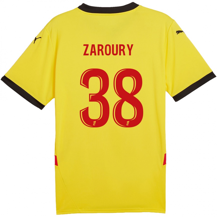 Kinderen Anass Zaroury #38 Geel Rood Thuisshirt Thuistenue 2024/25 T-Shirt