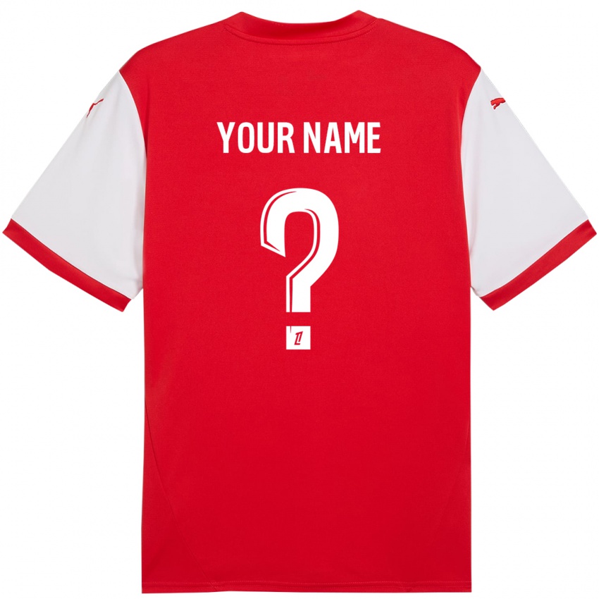 Kinderen Uw Naam #0 Rood Wit Thuisshirt Thuistenue 2024/25 T-Shirt