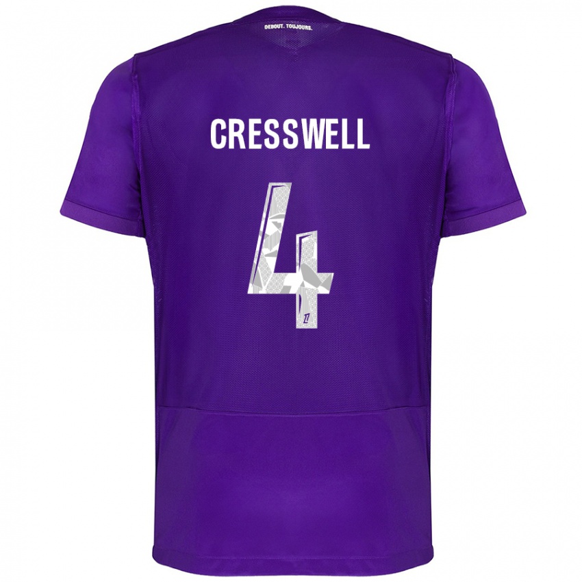 Kinderen Charlie Cresswell #4 Paars Wit Thuisshirt Thuistenue 2024/25 T-Shirt