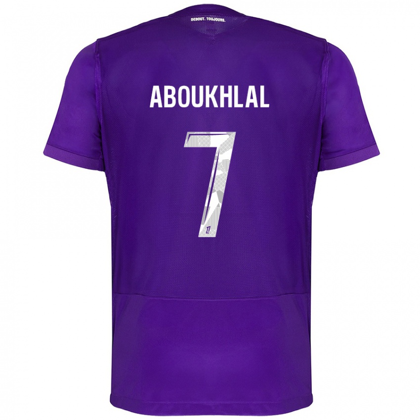 Kinderen Zakaria Aboukhlal #7 Paars Wit Thuisshirt Thuistenue 2024/25 T-Shirt