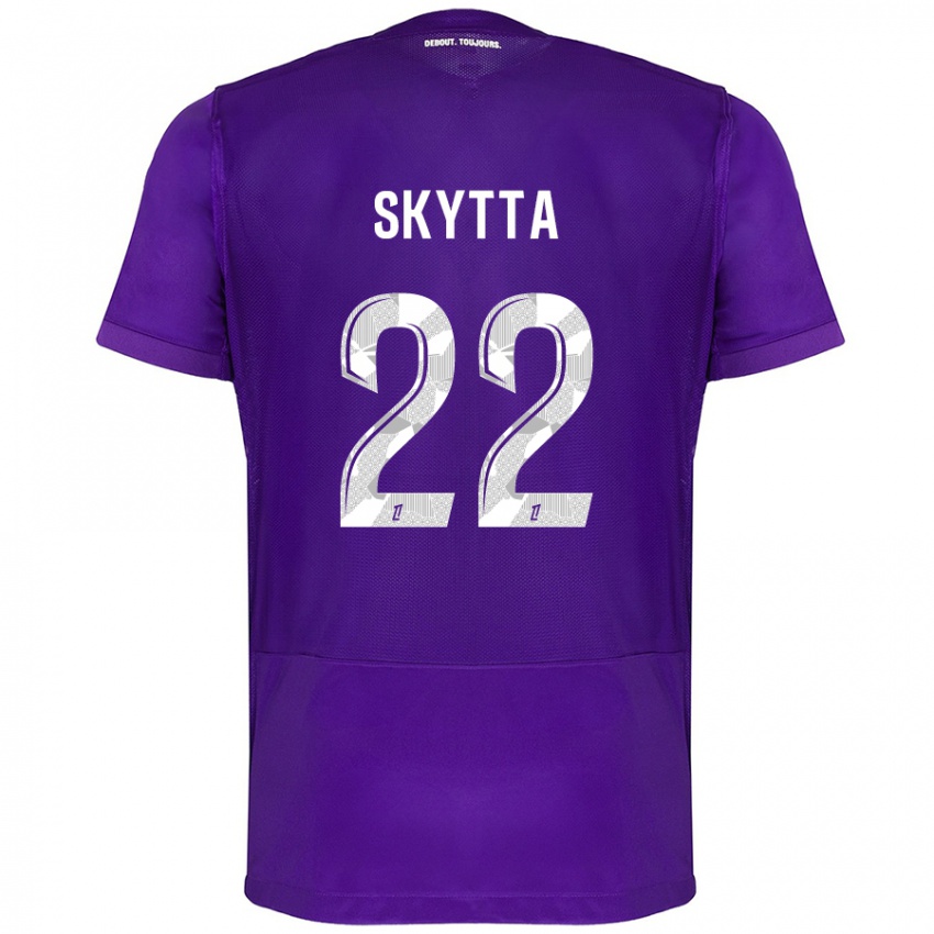 Kinderen Naatan Skyttä #22 Paars Wit Thuisshirt Thuistenue 2024/25 T-Shirt