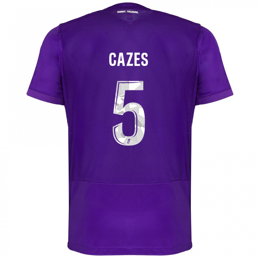 Kinderen Manon Cazes #5 Paars Wit Thuisshirt Thuistenue 2024/25 T-Shirt