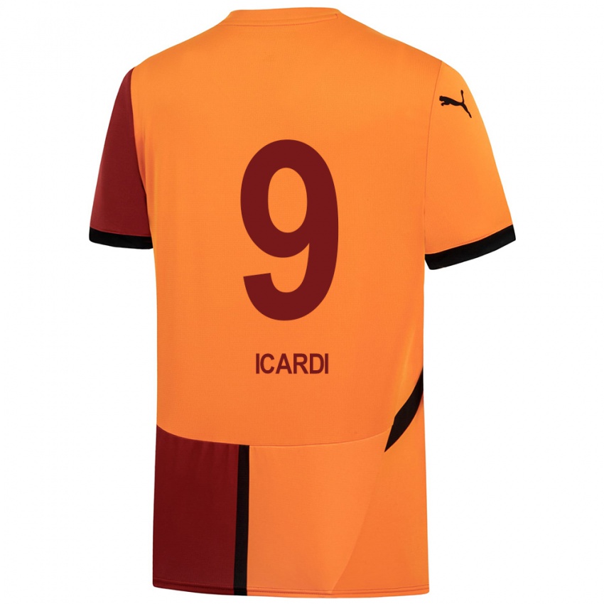 Kinderen Mauro Icardi #9 Geel Rood Thuisshirt Thuistenue 2024/25 T-Shirt