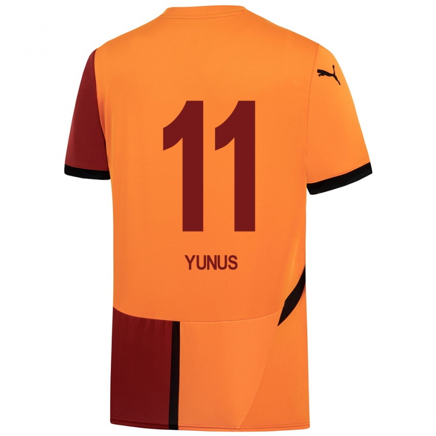 Kinderen Yunus Akgün #11 Geel Rood Thuisshirt Thuistenue 2024/25 T-Shirt