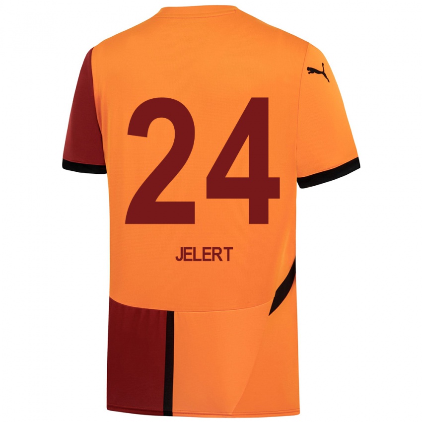 Kinderen Elias Jelert #24 Geel Rood Thuisshirt Thuistenue 2024/25 T-Shirt