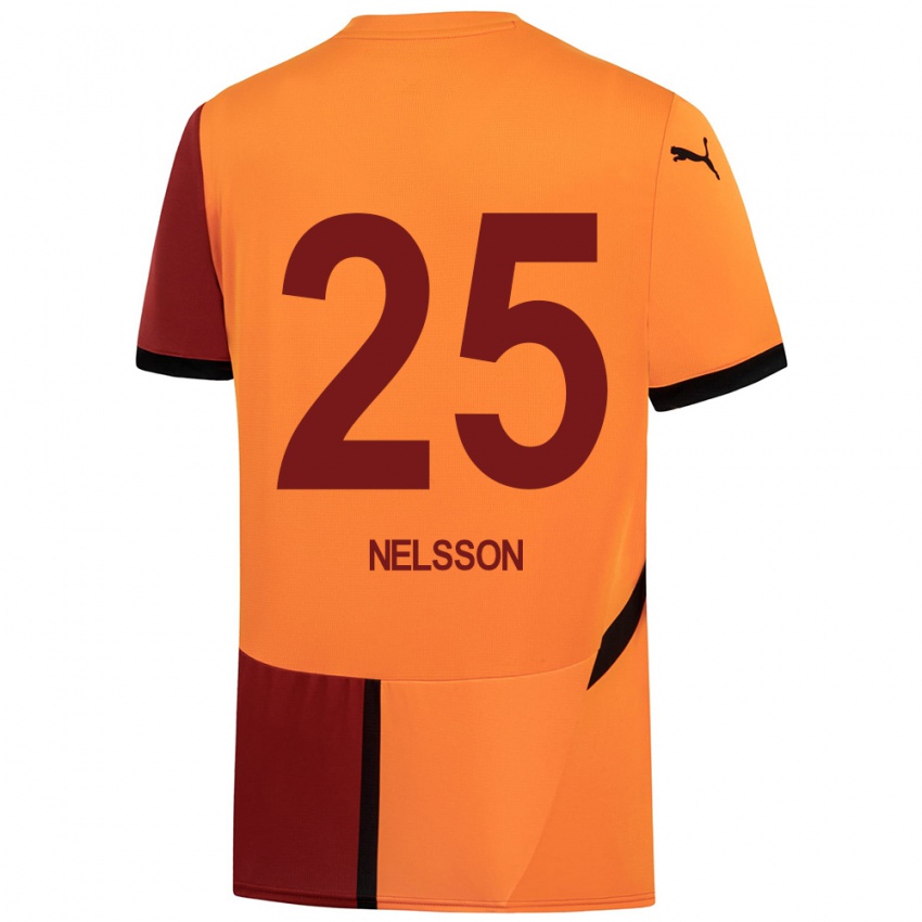 Kinderen Victor Nelsson #25 Geel Rood Thuisshirt Thuistenue 2024/25 T-Shirt