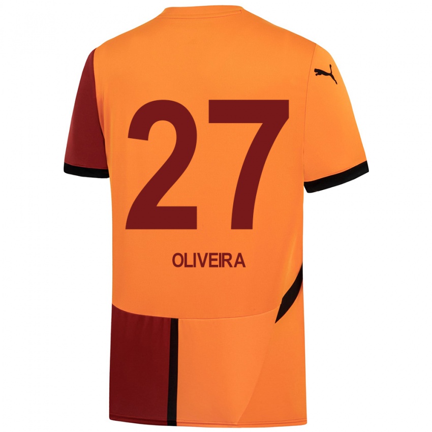 Kinderen Sergio Oliveira #27 Geel Rood Thuisshirt Thuistenue 2024/25 T-Shirt