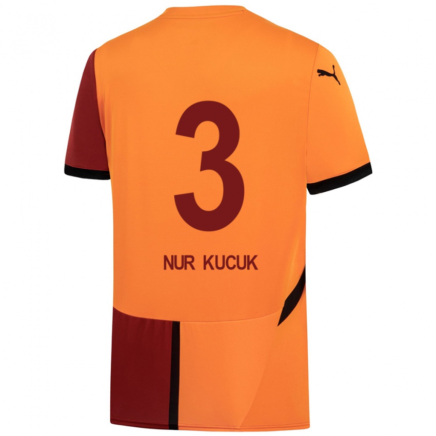 Kinderen Rabia Nur Küçük #3 Geel Rood Thuisshirt Thuistenue 2024/25 T-Shirt