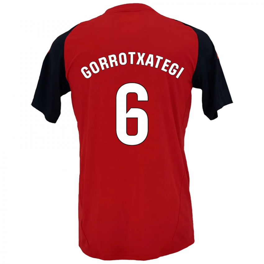 Kinderen Jon Gorrotxategi #6 Rood Zwart Thuisshirt Thuistenue 2024/25 T-Shirt