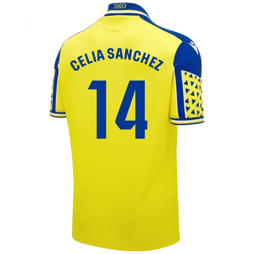 Kinderen Celia Sánchez García #14 Geel Blauw Thuisshirt Thuistenue 2024/25 T-Shirt