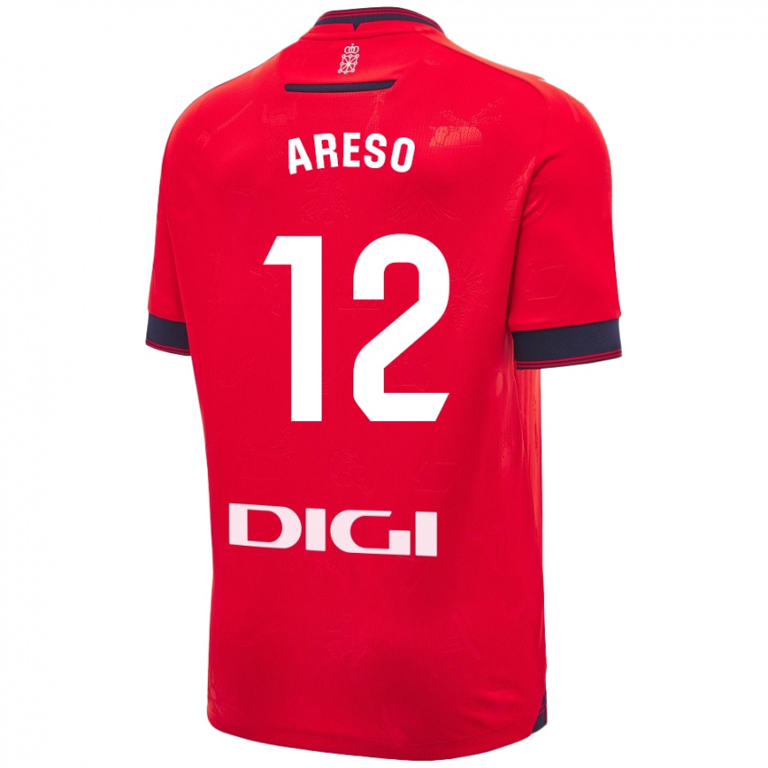 Kinderen Jesús Areso #12 Rood Wit Thuisshirt Thuistenue 2024/25 T-Shirt