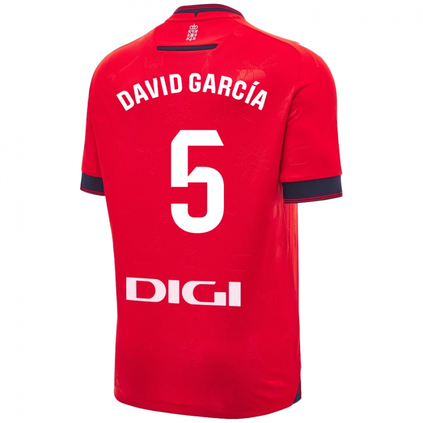 Kinderen David García #5 Rood Wit Thuisshirt Thuistenue 2024/25 T-Shirt