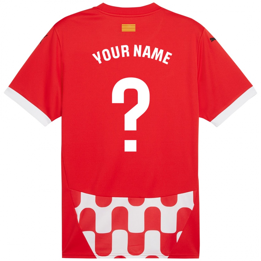 Kinderen Uw Naam #0 Rood Wit Thuisshirt Thuistenue 2024/25 T-Shirt