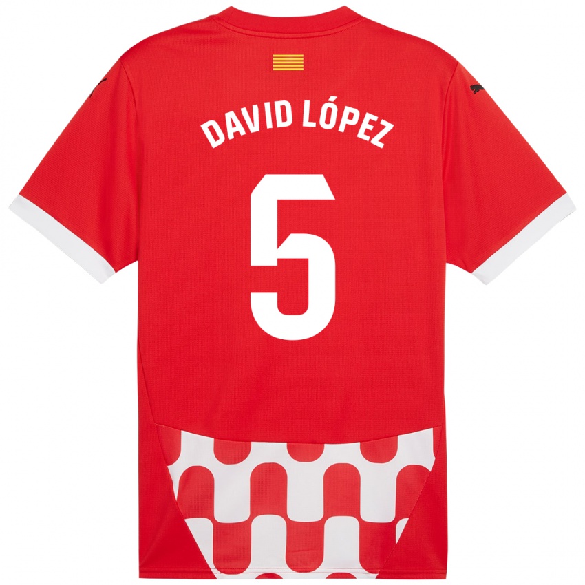 Kinderen David López #5 Rood Wit Thuisshirt Thuistenue 2024/25 T-Shirt